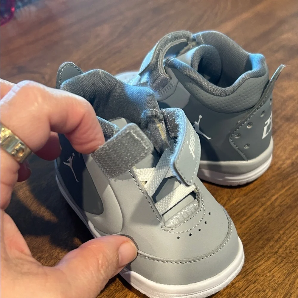 Jordan Kids Gray and White Sneakers